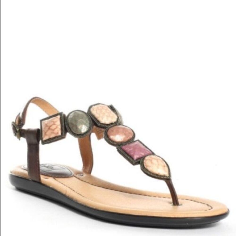 NEW Frye Dani Jeweled Leather Thong Sandal Shoes‎